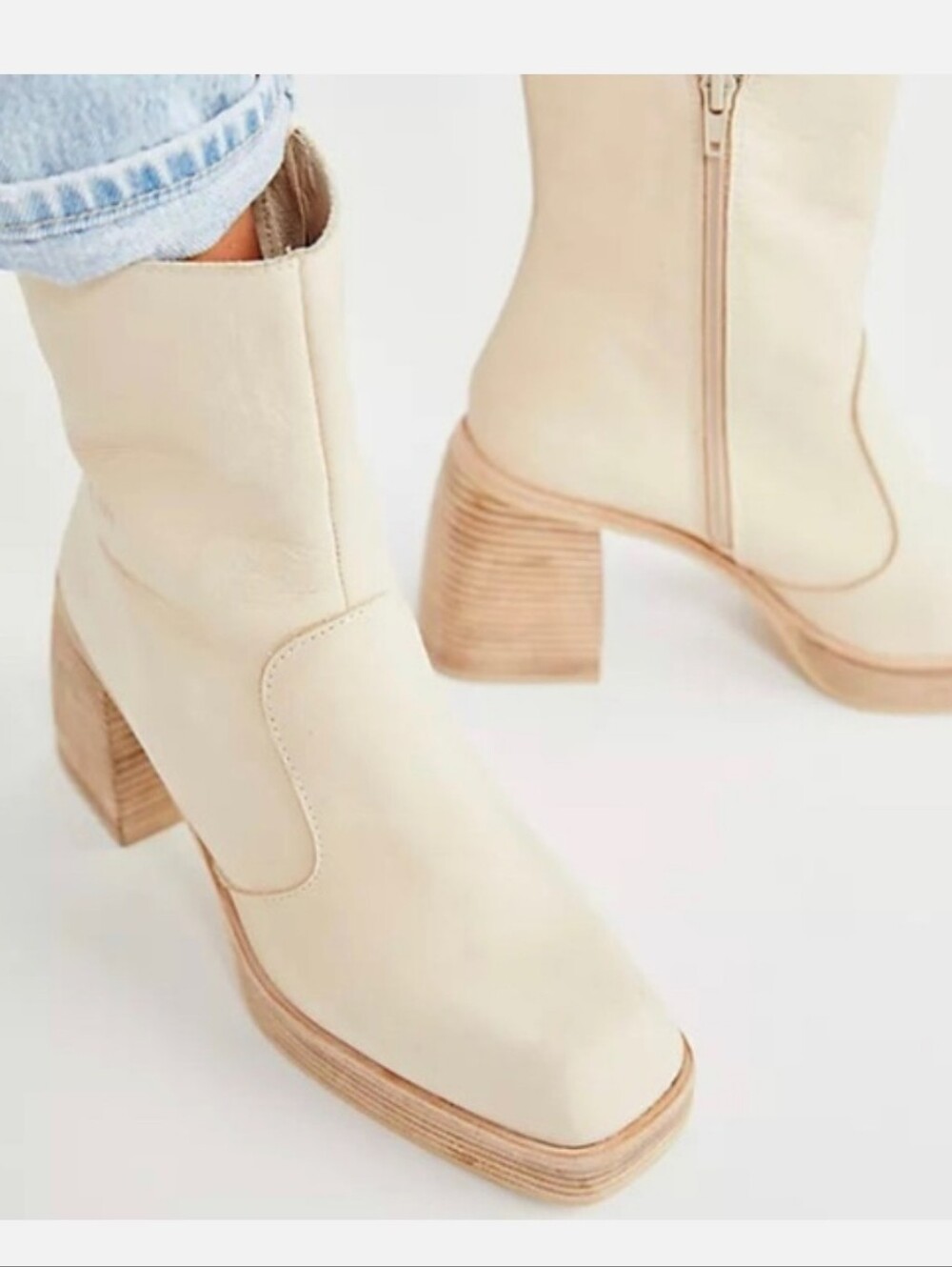 Free People Ruby Platform Ankle Boot Bone Size 6.5